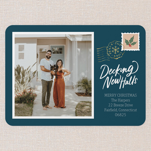 Perfectly Posted Moving Announcement, Blue, 5x7 Flat, Standard Smooth Cardstock, Rounded, Blue Suede