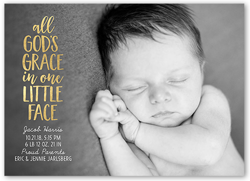God's Grace Birth Announcement, Yellow, Matte, Signature Smooth Cardstock, Square