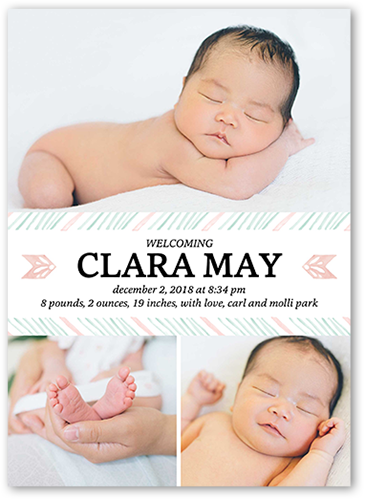 Sweetest Arrival Girl Birth Announcement, White, Luxe Double-Thick Cardstock, Square
