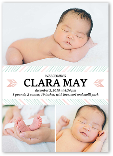 Sweetest Arrival Girl Birth Announcement, White, Standard Smooth Cardstock, Square, White