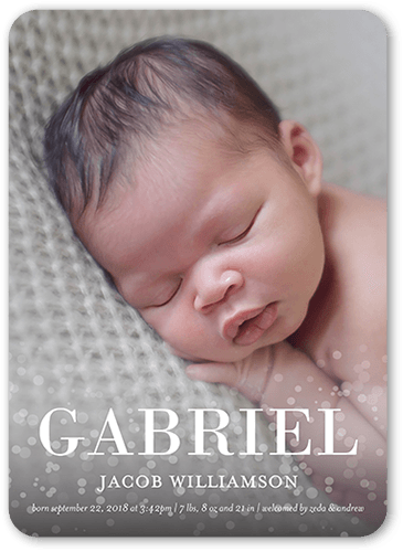 Gentle Welcome Birth Announcement, White, 5x7 Flat, Standard Smooth Cardstock, Rounded