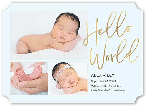 Welcome To The World Birth Announcement, Blue, 5x7 Flat, Matte, Signature Smooth Cardstock, Ticket