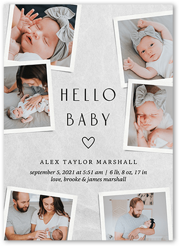 Many Fresh Memories Birth Announcement, none, Grey, 5x7 Flat, Standard Smooth Cardstock, Square, Silver