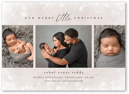 Neutral Bokeh Birth Announcement, Brown, 5x7 Flat, Matte, Signature Smooth Cardstock, Square