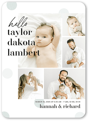 Gorgeous Moniker Birth Announcement, Green, 5x7 Flat, Matte, Signature Smooth Cardstock, Rounded