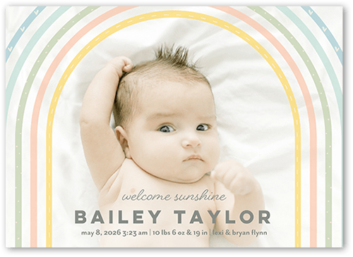 Over The Rainbow Birth Announcement, White, 5x7 Flat, Standard Smooth Cardstock, Square, White