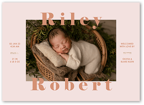 Big Proud Name Birth Announcement, Beige, 5x7 Flat, Write Your Own, Matte, Signature Smooth Cardstock, Square