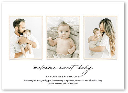 Loving Exhibit Birth Announcement, White, 5x7 Flat, Matte, Signature Smooth Cardstock, Square, White