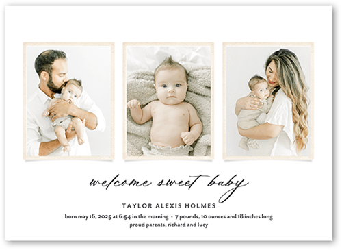 Loving Exhibit Birth Announcement, White, 5x7 Flat, Luxe Double-Thick Cardstock, Square