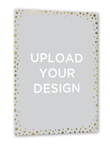 Upload Your Own Confetti Birth Announcement, White, Gold Foil, 5x7 Flat, Write Your Own, Luxe Double-Thick Cardstock, Square