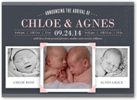 announcing the arrival girl birth announcement 5x7 flat