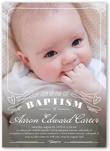 Simple And Sweet Baptism Invitation, White, Luxe Double-Thick Cardstock, Square