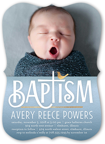Gradient Christening Boy Baptism Invitation, Bracket Corners