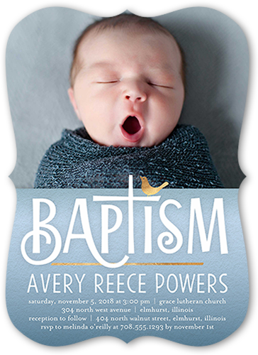 Gradient Christening Boy Baptism Invitation, Blue, Matte, Signature Smooth Cardstock, Bracket