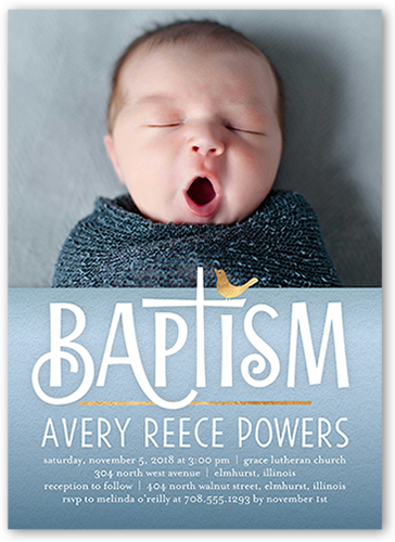 Gradient Christening Boy Baptism Invitation, Blue, Standard Smooth Cardstock, Square