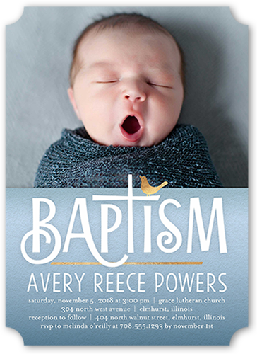 Gradient Christening Boy Baptism Invitation, Blue, Pearl Shimmer Cardstock, Ticket