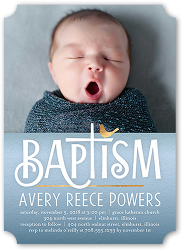 Gradient Christening Boy Baptism Invitation, Blue, 100% Recycled Cardstock , Ticket