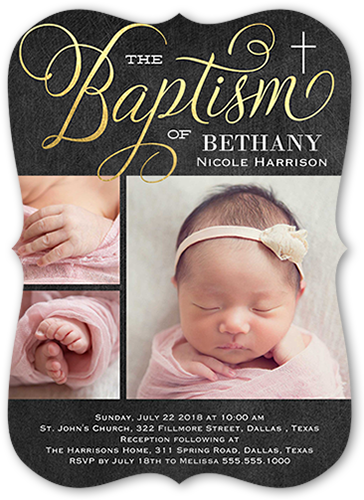 Special Christening Baptism Invitation, Grey, Matte, Signature Smooth Cardstock, Bracket