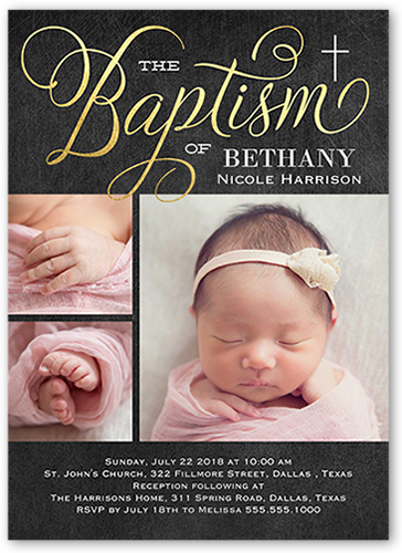 Special Christening Baptism Invitation, Grey, White, Matte, Luxe Double-Thick Cardstock, Square