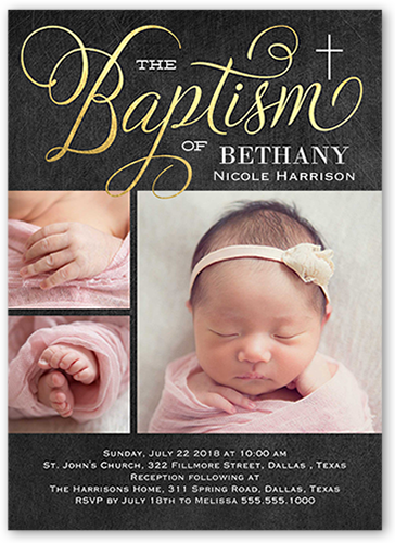 Special Christening Baptism Invitation, Grey, Matte, Signature Smooth Cardstock, Square, Charcoal