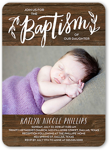 Young Purification Baptism Invitation, Brown, Standard Smooth Cardstock, Rounded
