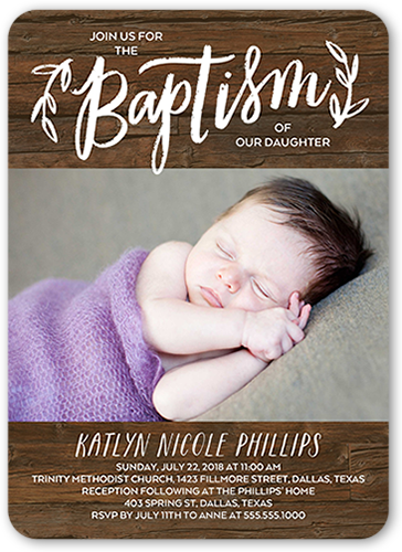 Young Purification Baptism Invitation, Brown, Matte, Signature Smooth Cardstock, Rounded