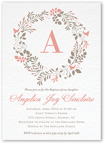 Gathered Together Baptism Invitation, Pink, Standard Smooth Cardstock, Square