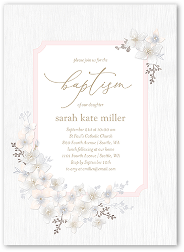 Rustic Wildflowers Girl Baptism Invitation, Orange, 5x7 Flat, Matte, Signature Smooth Cardstock, Square