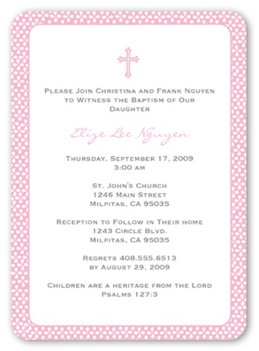 Pink Sprinkles Baptism Invitation, Pink, 100% Recycled Cardstock , Rounded, Pink