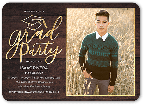 Woodgrain Grad 5x7 Graduation Party Invitation | Shutterfly