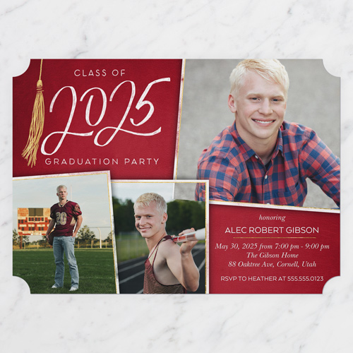 Extraordinary Tassel Graduation Invitation, Red, 100% Recycled Cardstock , Ticket