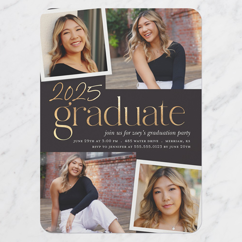 Overlayed Photos Graduation Invitation, Rounded Corners