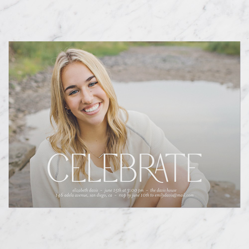 Quiet Type Graduation Invitation, White, none, 5x7 Flat, Standard Smooth Cardstock, Square