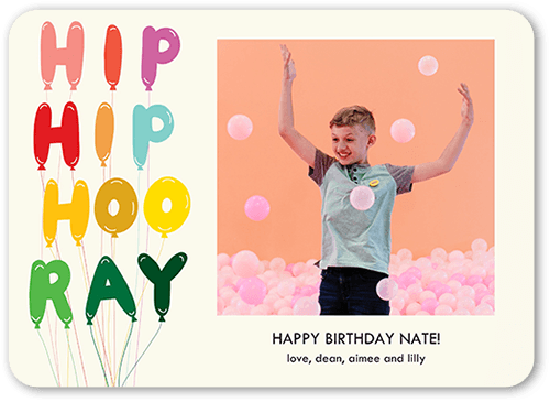 Hooray Day Birthday Card, Yellow, 5x7 Flat, Matte, Signature Smooth Cardstock, Rounded