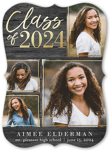 Natural Grad Graduation Announcement, none, Grey, 5x7 Flat, Pearl Shimmer Cardstock, Bracket