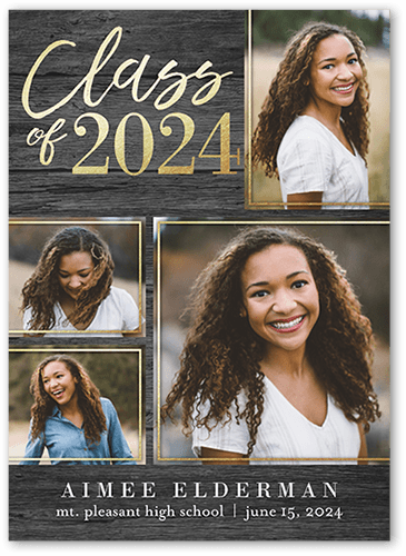 Natural Grad Graduation Announcement, none, Grey, 5x7 Flat, Luxe Double-Thick Cardstock, Square