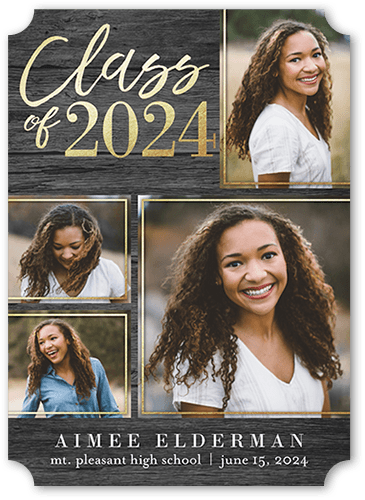 Natural Grad Graduation Announcement, none, Grey, 5x7 Flat, 100% Recycled Cardstock , Ticket