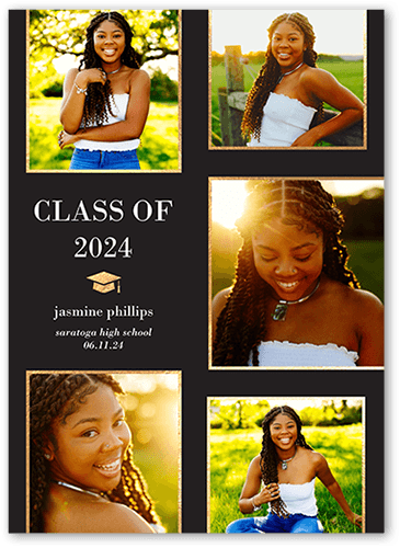 Sleek Showcase Graduation Announcement, Grey, 5x7 Flat, Write Your Own, Matte, Signature Smooth Cardstock, Square