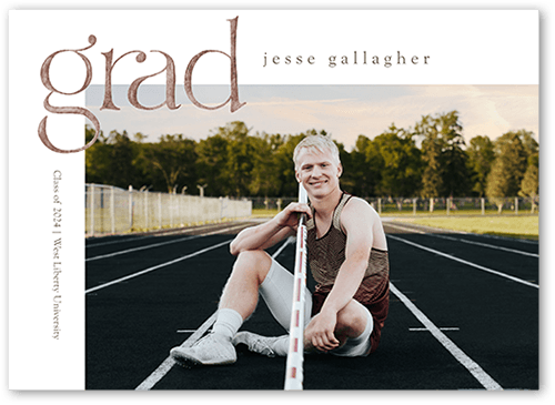 Painted Grad Graduation Announcement, White, 5x7 Flat, Matte, Signature Smooth Cardstock, Square