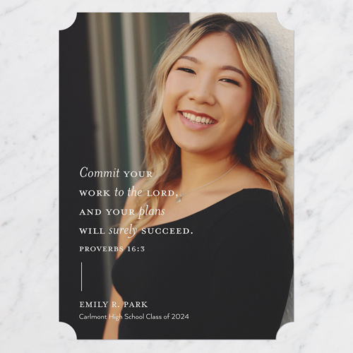 Surely Succeed Graduation Announcement, White, 5x7 Flat, Pearl Shimmer Cardstock, Ticket