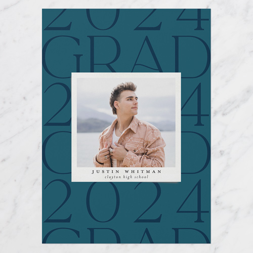 Text Pattern Graduation Announcement, Square Corners