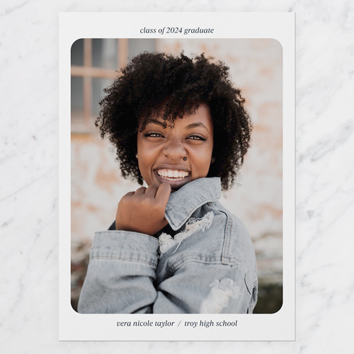 Rounded Corners Graduation Announcement, White, 5x7 Flat, Write Your Own Greeting, Standard Smooth Cardstock, Square