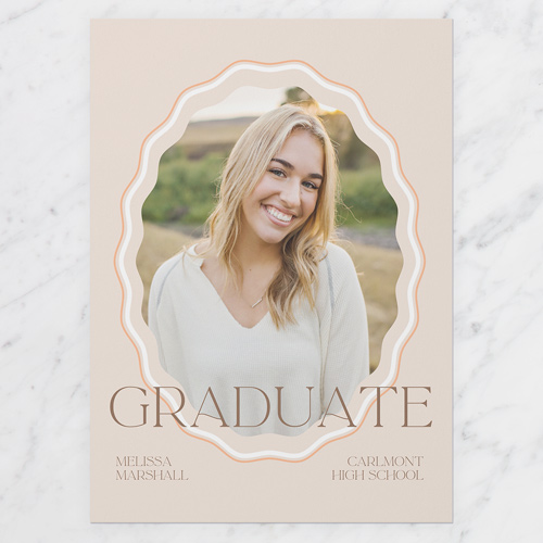 Wavy Elegance Graduation Announcement, Pink, 5x7 Flat, Write Your Own Greeting, Standard Smooth Cardstock, Square