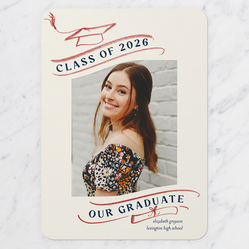 Inspirational Illustrations Graduation Announcement, Beige, 5x7 Flat, Standard Smooth Cardstock, Rounded, Beige