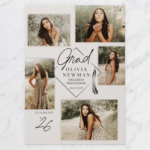 Framing Photos Graduation Announcement, Beige, 5x7 Flat, Matte, Signature Smooth Cardstock, Square, Antique White