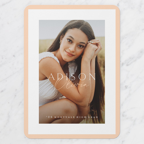 Honored Frame Graduation Announcement, Beige, 5x7 Flat, Matte, Signature Smooth Cardstock, Rounded, Fresco Cream