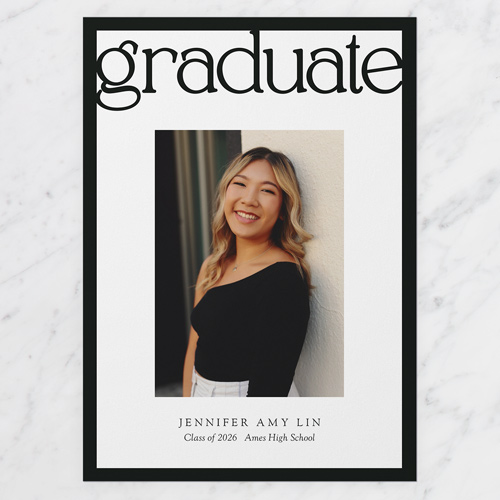 Boldly Said Graduation Announcement, Black, 5x7 Flat, Matte, Signature Smooth Cardstock, Square, Black