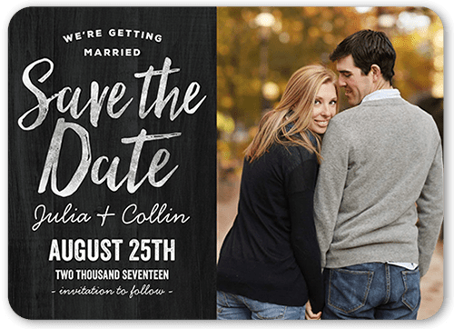 Getting Married Save The Date, Black, Standard Smooth Cardstock, Rounded