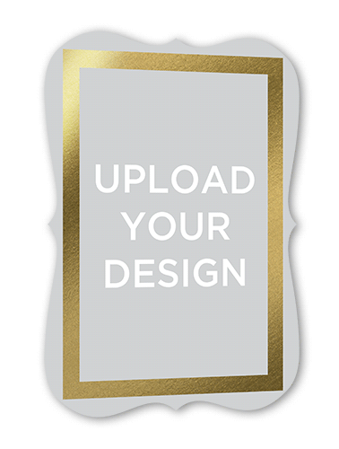 Upload Your Own Foil Design Portrait Save The Date, Gold Foil, Pearl Shimmer Cardstock, Bracket