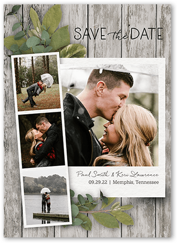 Stemmed Snapshot Save The Date, Grey, 5x7 Flat, Standard Smooth Cardstock, Square